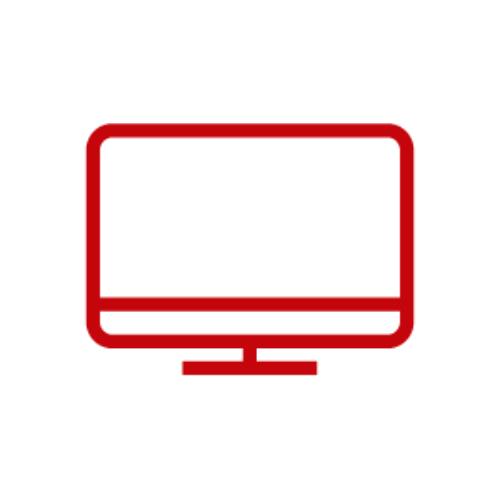 An icon of a computer screen in red